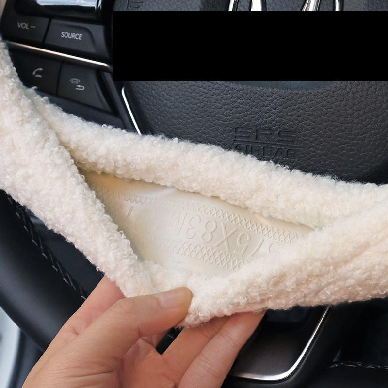 Catifea, retro, fundă roșie, husă universală pentru volan de mașină, pufos de iarnă, imitație de lână de miel, roată de vehicul, 15 inci