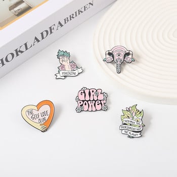 Κορίτσια Power Enamel Pins Custom Self Love Club Μήτρα Καρφίτσες Πέτο Κονκάρδες Φεμινισμός Γροθιά κοσμήματα Δώρο για γυναίκες φίλες