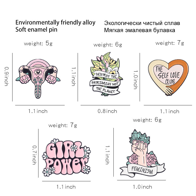 Girl Power Email Ace personalizate Self Love Club Uter Broșe Insigne rever Feminism Pumn Bijuterii Cadou pentru femei Prieteni