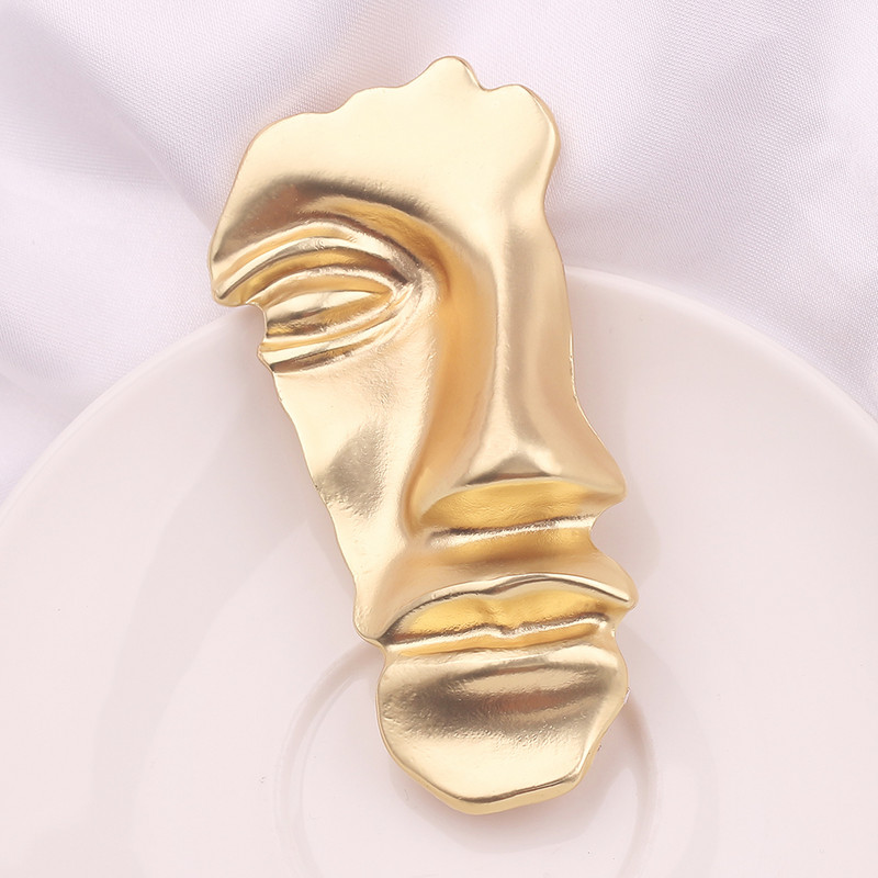 2021 Broșe exagerate pentru femei de culoare aurie, metal, accesorii occidentale, ace pentru hijab, broșe cu jumătate de față umană, ace de personalitate
