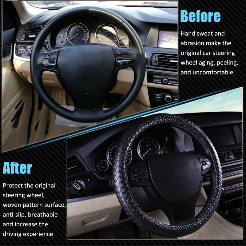 Protector de husă pentru volan în stil împletit Karcle,  model țesut, husă de direcție universală, 15 inchi, stil pentru mașină