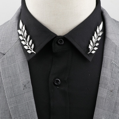 1 pereche de broșă retro broșă pentru guler frunze de copac de modă vintage, cămăși cu coroană scobită, costume, accesorii de bijuterii pentru piept