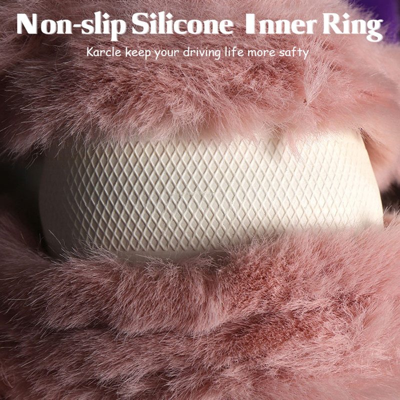 Husa de volan pufoasă Karcle cu strasuri strălucitoare, blană de diamant, huse de volan universale 38 cm pentru femei, fete