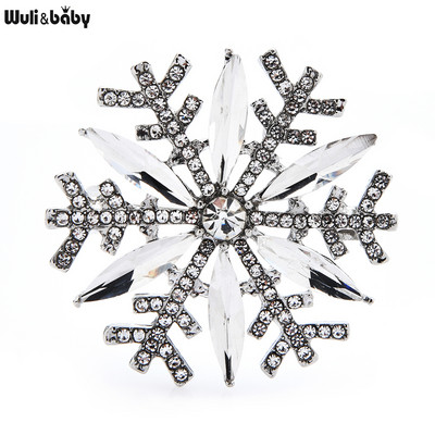 Wuli&baby broševi s pahuljicama od vještačkih dijamanata za žene i muškarce, 2 boje, zimski cvjetni broševi, igle, darovi