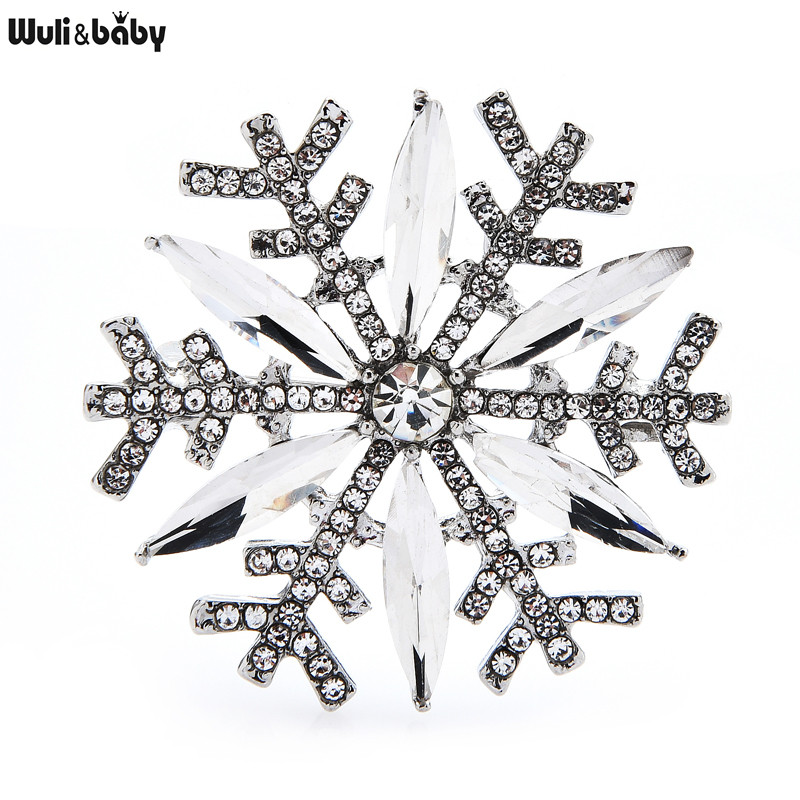 Wuli&baby broševi s pahuljicama od vještačkih dijamanata za žene i muškarce, 2 boje, zimski cvjetni broševi, igle, darovi