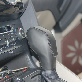 Nappa Δερμάτινο κάλυμμα πόμολο αλλαγής ταχυτήτων Για Ford Focus AT 2015 κάλυμμα αυτοκινήτου στο πόμολο αλλαγής ταχυτήτων Φυσικό δέρμα κάλυμμα πόμολο κιβωτίου ταχυτήτων