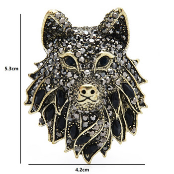 Wuli&baby Sparking Rhinestone Wolf καρφίτσες για γυναίκες Ανδρικά 2 χρώματα Μαύρα Μπλε Cool Wolf καρφίτσα καρφίτσα κοσμήματα Δώρα