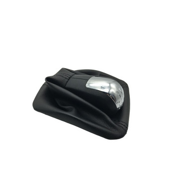 Κουμπί αλλαγής ταχυτήτων αυτοκινήτου με μαύρο δερμάτινο καπάκι χρώμιο για μπότες για Skoda Octavia II 2 A5 MK2 2004 2005 2006 2007 2008 2009 2010