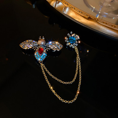 Vintage Dainty Puni cvjetni broševi od kamenčića za žene Luksuzni šareni medvjed, dugi broš s kićankama, osobni dodaci