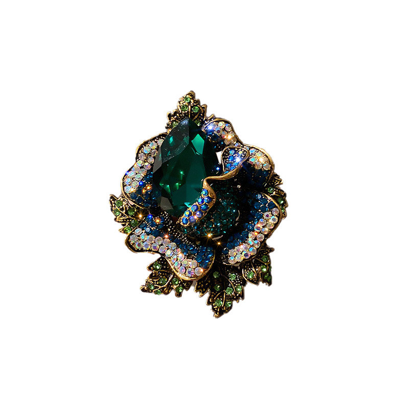 Vintage Dainty Puni cvjetni broševi od kamenčića za žene Luksuzni šareni medvjed, dugi broš s kićankama, osobni dodaci