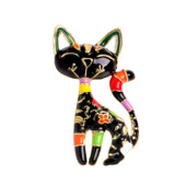 2022 drăguț email corsage vopsea pisică broșă unisex femei și bărbați broșă pin design animal bijuterii de modă în stil chinezesc din porțelan