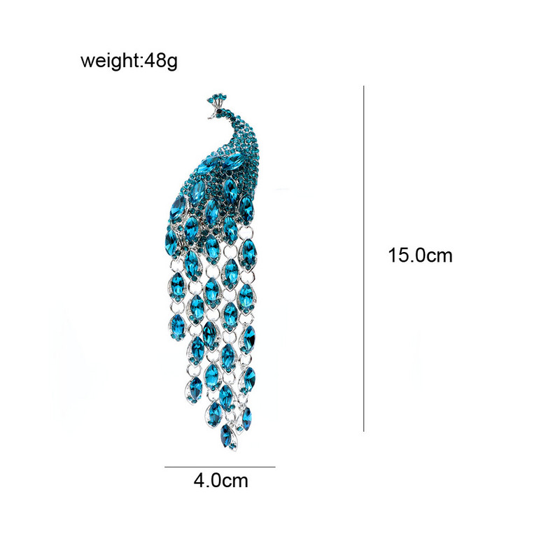 Augstākās klases luksusa Rhinestone skaistas, elegantas pāva saktas sievietēm Modes piespraudes Dzīvnieku dizaina ballīšu kāzu aksesuāri