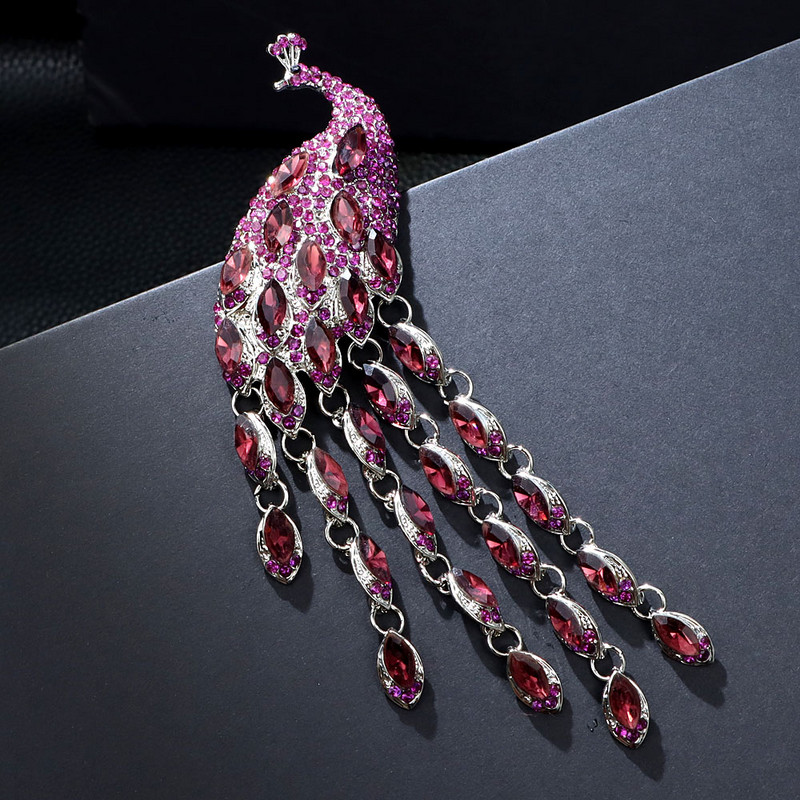 Augstākās klases luksusa Rhinestone skaistas, elegantas pāva saktas sievietēm Modes piespraudes Dzīvnieku dizaina ballīšu kāzu aksesuāri