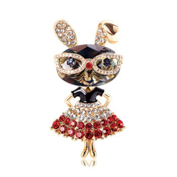 2022 Wear Dress Rabbit Brooches for Women 2-χρωμα Sparkling Beauty The Animal Year Of Rare Bunny Brooch Pins Gifts