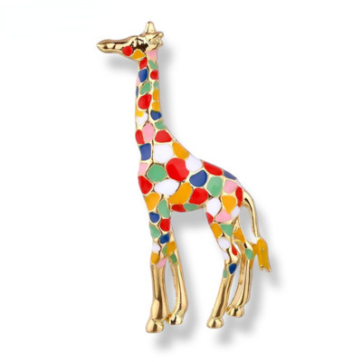 Broșe cu girafe emailate pentru femei Ace drăguțe cu animale Bijuterii de modă Cadou de culoare aurie pentru copii Broșe rafinate 2022