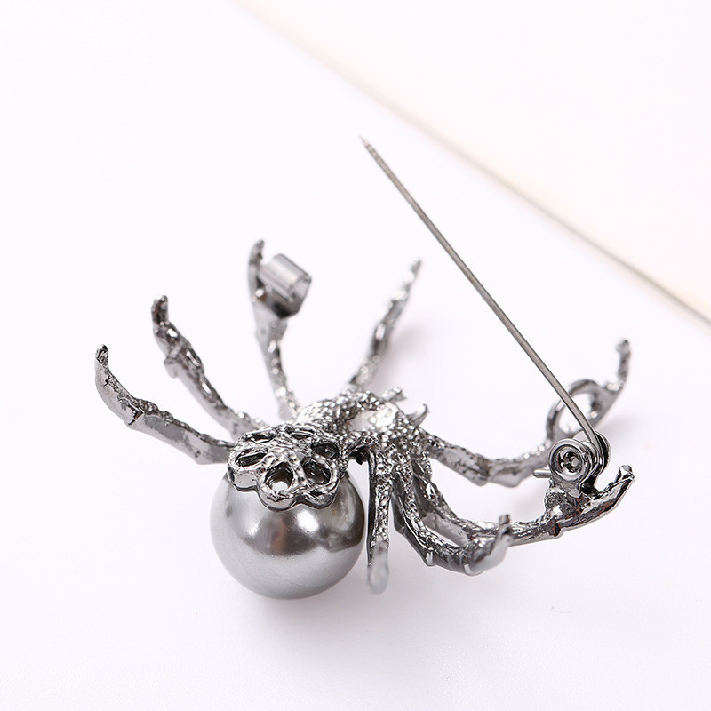 Broșă unisex cu perle retro păianjen de ultimă generație de afaceri cu insecte pentru costum, jachetă, accesorii pentru haine de petrecere, bijuterii metalice animale pentru femei
