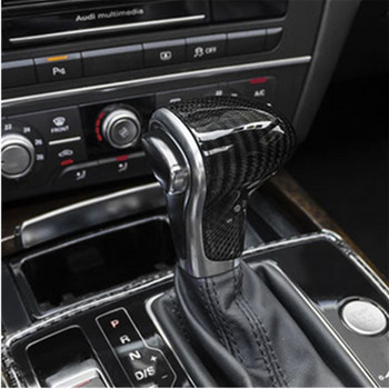 Αυτοκόλλητα Κάλυμμα πόμολο κεφαλής αλλαγής ταχυτήτων αυτοκινήτου Καπάκι μαύρο ανθρακόνημα για Audi A6 A4 B8 A5 A7 Q5 8R Q7 S6 S7 Αξεσουάρ εσωτερικής διακόσμησης
