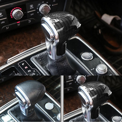 Стикери на капака на копчето за превключване на скоростите на автомобила Капачка от черни въглеродни влакна за Audi A6 A4 B8 A5 A7 Q5 8R Q7 S6 S7 Аксесоари за интериорен декор