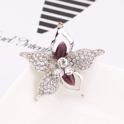 TODOX Broșe din piatră opală Moda femei ochi de pisică cristal rafinat strasuri ace flori de nunta Cadouri pentru fete bărbat