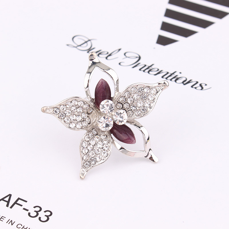 TODOX Broșe din piatră opală Moda femei ochi de pisică cristal rafinat strasuri ace flori de nunta Cadouri pentru fete bărbat