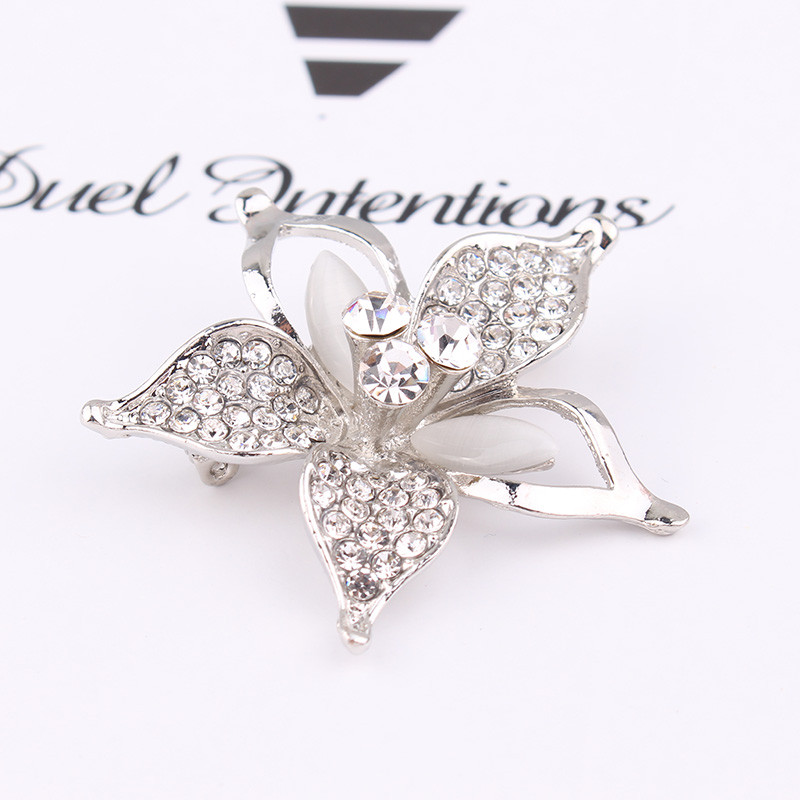 TODOX Broșe din piatră opală Moda femei ochi de pisică cristal rafinat strasuri ace flori de nunta Cadouri pentru fete bărbat