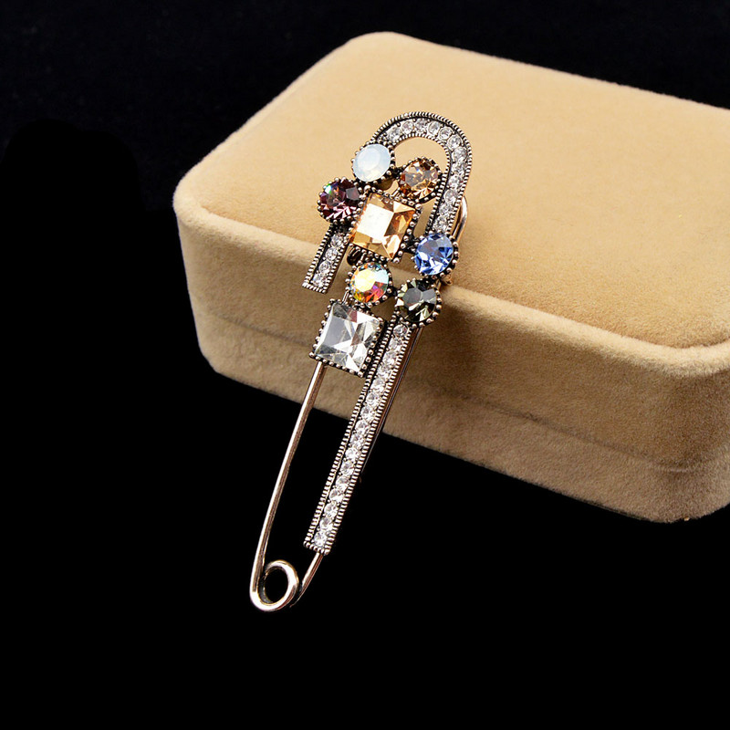 CINDY XIANG Crytsal Safe Pin Broșe pentru femei Pulover vintage mare de primăvară 3 culori disponibile cadou