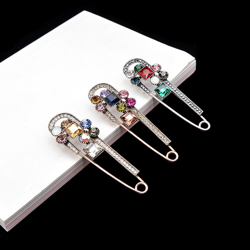 CINDY XIANG Crytsal Safe Pin Broșe pentru femei Pulover vintage mare de primăvară 3 culori disponibile cadou