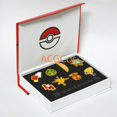 Insigne de gimnastică Pokemone Kanto Johto Hoenn Sinnoh Unova Kalos Regiunea Ligii Insulele Portocalii Ace Broșe Set cutie Monstru de buzunar