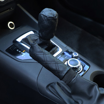 Κάλυμμα κουμπιού αλλαγής ταχυτήτων αυτοκινήτου Συνθετικό δέρμα Κάλυμμα χειρόφρενου Σετ 2 σε 1 Επαγγελματικά αξεσουάρ εσωτερικής διακόσμησης αυτοκινήτου