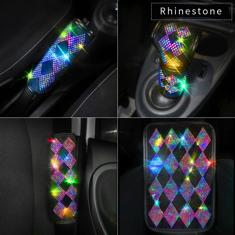 Luksusa kristāla krāsaini Rhinestone automašīnu stūres rata pārsegi Diamante Rhinestone automašīnu pārklāti stūres rata plīša aksesuāri