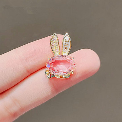 Édes aranyos nyúlvirág kristály brossok női lányoknak butik kis méretű állatjelvények kitűző iskolatáska kézitáska kiegészítők