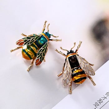 Rinhoo New Fashion Crystal Rhinestone Bee Insect καρφίτσα Vintage σμάλτο Ζώο καρφίτσα για γυναίκες Ανδρική δήλωση κοσμήματα Χονδρική