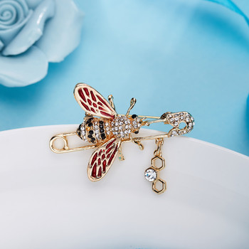 Rinhoo New Fashion Crystal Rhinestone Bee Insect καρφίτσα Vintage σμάλτο Ζώο καρφίτσα για γυναίκες Ανδρική δήλωση κοσμήματα Χονδρική