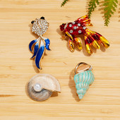 Drăguț melc de mare delfin acvatic animal cu strass pește broșe pentru femei design nou broșă rever bijuterii cadouri accesorii