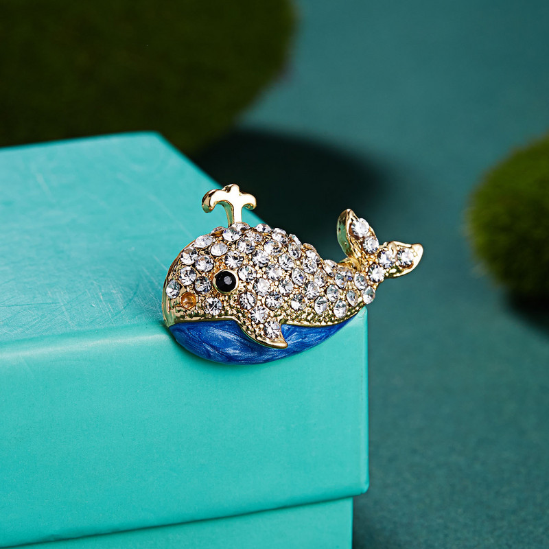 Drăguț melc de mare delfin acvatic animal cu strass pește broșe pentru femei design nou broșă rever bijuterii cadouri accesorii