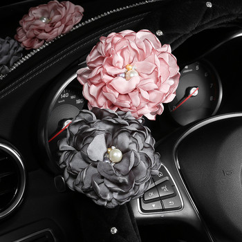 Калъф за волан на автомобил с цветя Покрити с кристали флорални диамантени калъфи за волан Жени Аксесоари за момичета