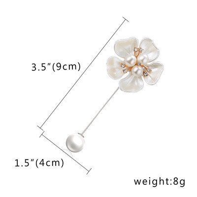 Rinhoo broșe cu flori de perle imitații pentru femei, la modă elegantă, cu stras, camelie, flori albe, petale, ace de rever, bijuterii de nuntă