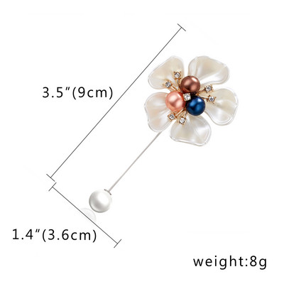 Rinhoo broșe cu flori de perle imitații pentru femei, la modă elegantă, cu stras, camelie, flori albe, petale, ace de rever, bijuterii de nuntă