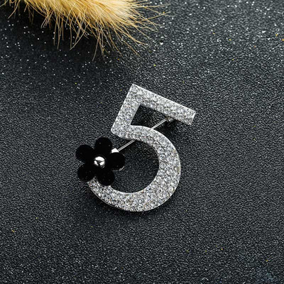 Broșă cu flori cu număr de stras complet 5, cu flori de marcă de lux, pentru petrecerea de nuntă, scrisoare pentru femeie, broșe pentru butoniere, cadou Ziua Îndrăgostiților