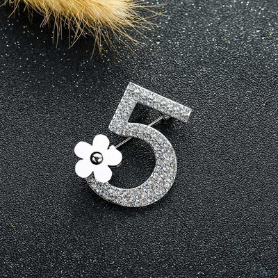 Broșă cu flori cu număr de stras complet 5, cu flori de marcă de lux, pentru petrecerea de nuntă, scrisoare pentru femeie, broșe pentru butoniere, cadou Ziua Îndrăgostiților