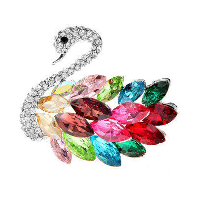 Broșe de lebădă cu stras de înaltă calitate, pentru femei, ace animale, accesorii de nuntă elegante, haină, bijuterii de lux