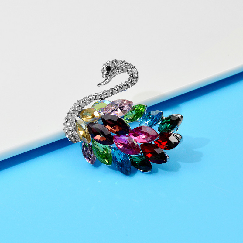 Broșe de lebădă cu stras de înaltă calitate, pentru femei, ace animale, accesorii de nuntă elegante, haină, bijuterii de lux