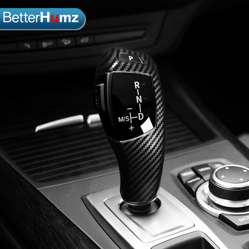 Betterhumz süsinikkiust ABS BMW 5. seeria E60 X5 E70 X6 E71 jaoks auto käiguvahetusnupu katte trimmi kleebis Auto sisetarvikud