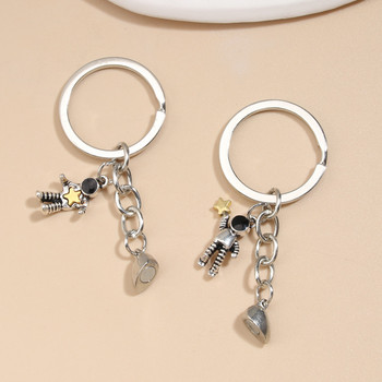 Νέας σχεδίασης Μπρελόκ Astronaut Star Magnetic Button Keychain Spaceman Για Δώρα Ζευγαριού Χειροποίητα κοσμήματα DIY