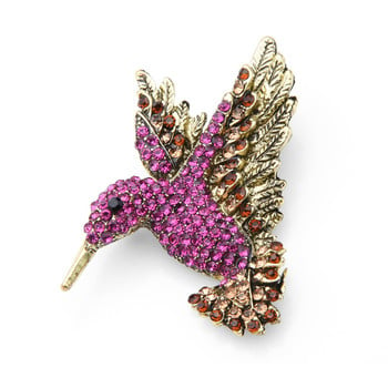 Wuli&baby Pink Blue Rhinestone Hummingbird καρφίτσες Γυναικείες άντρες Vintage καρφίτσες για ζώα Δώρα