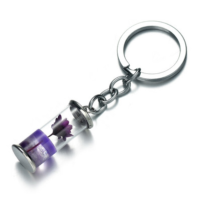 Breloc cu flori veșnice naturale de modă, plante cu flori uscate, lanțuri chei pentru sticle de dorințe, brelocuri, suport pentru chei, genți pentru femei, accesorii