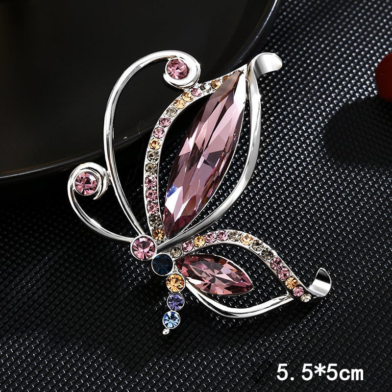 Grezns kristāla tauriņš piespraudes Dzīvnieks Rhinestone piespraudes Modes uzvalka aksesuārs Sieviešu korsāžas apģērbs Dāvana