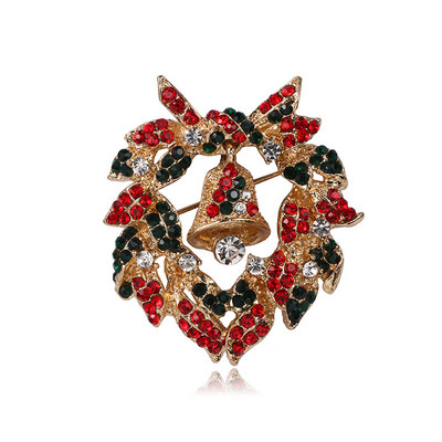 Broșe de Crăciun la modă, pălărie de Moș Crăciun, mănuși, clopoței, șosete, costum cu strasuri de zăpadă, ace metalice, insigne, broșă, cadouri de revelion