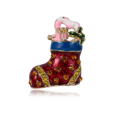 Broșe de Crăciun la modă, pălărie de Moș Crăciun, mănuși, clopoței, șosete, costum cu strasuri de zăpadă, ace metalice, insigne, broșă, cadouri de revelion