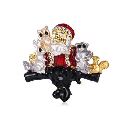 Broșe de Crăciun la modă, pălărie de Moș Crăciun, mănuși, clopoței, șosete, costum cu strasuri de zăpadă, ace metalice, insigne, broșă, cadouri de revelion